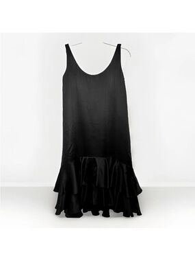 100% Silk Midi Dress Dark Romantic Soft Goth New Year’s Party Black Size US 0